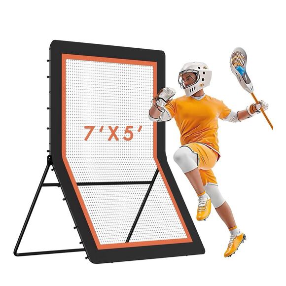 MR Lacrosse Rebounder 7’x5’, Throwback Net with 5 Bounce Back Reboun - Picture 1 of 7